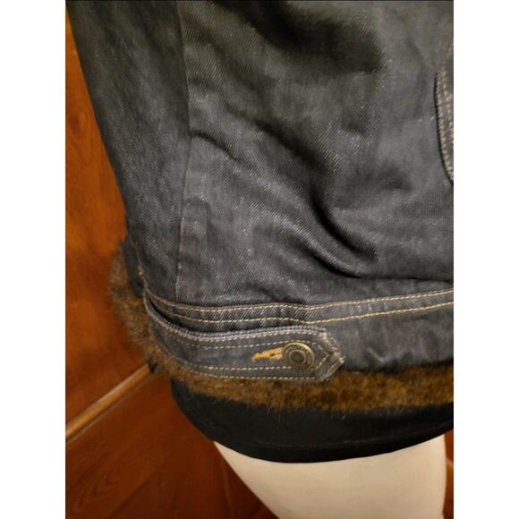 Women’s Jean Denim Vest Faux Fur Trim Collar Removable Size M - Picture 8 of 13